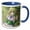 Blue/White, variant on 3drose, Irish Elf Girl Lays on the Green Grass. Four Leaf Clover Good Luck, 11oz Mug