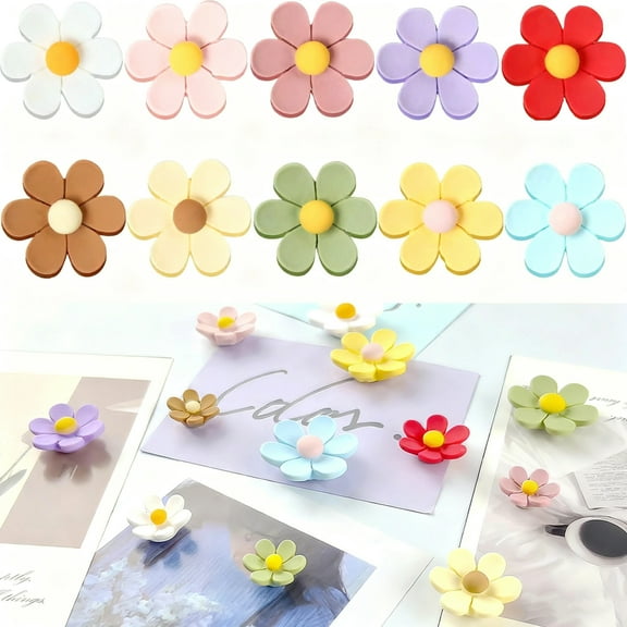 RYLZX Large 3D Flower Cute Fridge Magnets for Locker, Colorful Strong Decorative Funny Refrigerator Magnets for Whiteboard, Kitchen, and Office (Large & 10 Colors)