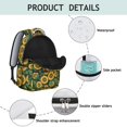 thumbnail image 4 of Sunflower and Leaf Black Pattern Backpack for School, Cute School Bag with Adjustable Shoulder Straps and Padded Back, 15.3"x11"x7.1", 4 of 5