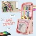 thumbnail image 2 of Standing Pencil Case Large Capacity Pen Bag, Multi-Layer Pen Pouch Pencil Holder Stationery Organizer, Polyester Pencil Bag Storage Box Desk Organizer, Pink, 2 of 8