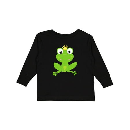 

Inktastic Cute Frog Green Frog Crown Frog Prince Gift Toddler Boy or Toddler Girl Long Sleeve T-Shirt