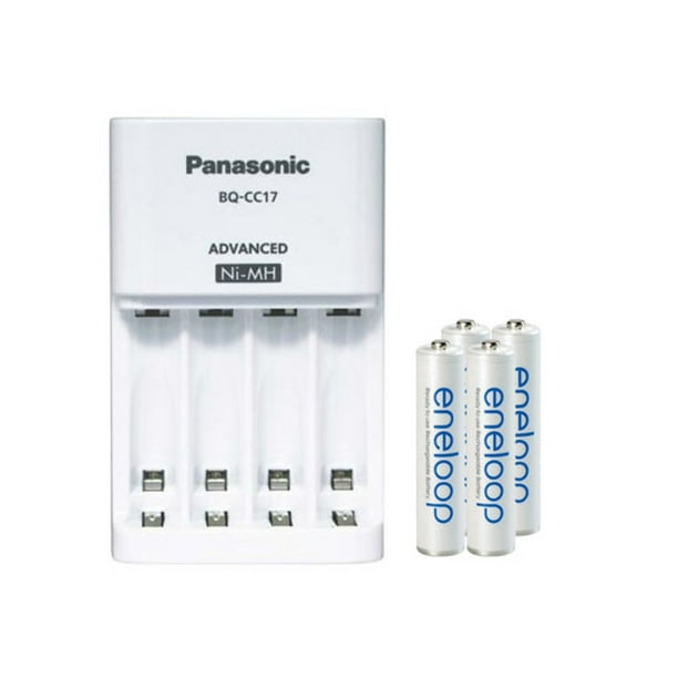 Panasonic Chargeur de Batterie Intelligent BQ-CC17 + 4 Piles Rechargeables Eneloop Panasonic Aa (800mAh)