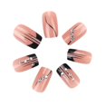 thumbnail image 4 of 24 piezas de manicura de mariposa con brillo de ballet oscuro de estilo francés, estilo largo ins, tejido de uñas postizas resistentes al desgaste, manicura terminada, 4 of 5