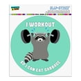 thumbnail image 1 of I Workout So I Can Eat Garbage Raccoon Trash Panda Funny Automotive Car Window Locker Circle Bumper Sticker, 1 of 3
