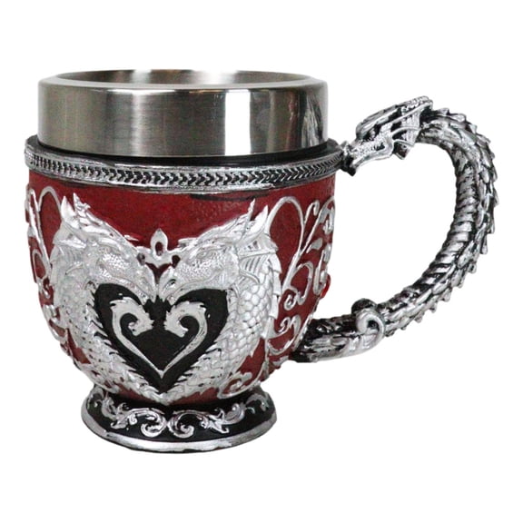 Wicca Scroll Art Dragon Blood Red Vial With Silver Heart Dragons Tea Cup Mug
