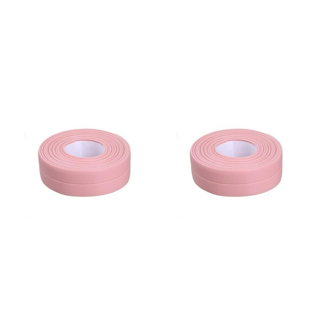 Bewildely Tiras de sellado Adhesivo de pared a prueba de moho Cinta autoadhesiva fuerte Esquina de baño Baño Restaurante Hotel 3.2m * 2.2cm 3.2 m * 2.2 cm rosa 2piezas