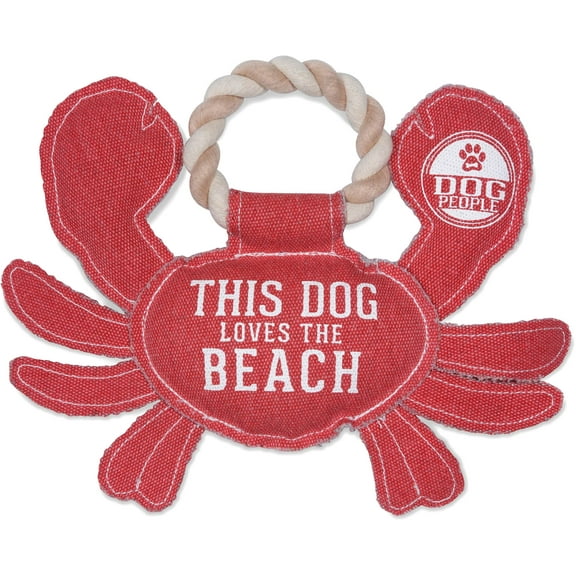 Pavilion Gift Company 11 Inch Large Canvas Tug of War Crab Shaped Rope Toy-Sturdy & Durable This Dog Loves The Beach, Red