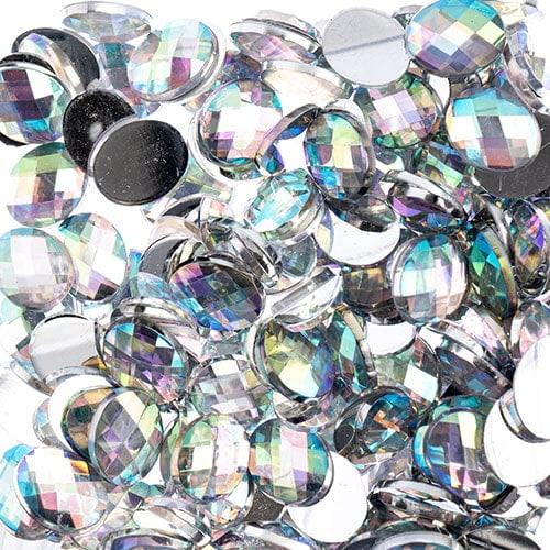 200pcs John Bead 8x10mm Crystal AB Acrylic Plastic Oval Flatback Rhinestones Jewels for Crafting Embellishments Gems