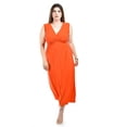 thumbnail image 4 of Vestido largo cintura smock Roman Fashion /Tallas Extras, 8801X-SO (Naranja) naranja 38, 4 of 5