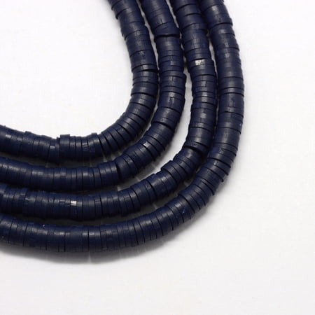 1strand Handmade Polymer Clay Beads Disc/Flat Round Heishi Beads Midnight Blue 6x1mm Hole: 2mm about 380~400pcs/strand 17.7 inch