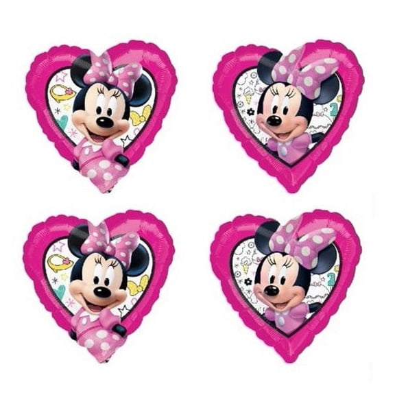 Minnie Mouse 4 Piece 18" Happy Helpers Heart Shaped Birthday Party Mylar Balloons