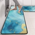 thumbnail image 2 of Kitchen Rugs Sets Of 2,Blue and Gold Marble Wavy Veins Pattern Anti Fatigue Kitchen Mat Rugs Non Slip Washable,Decorative Kitchen Floor Mats for Kitchen,Sink,Laundry,17"x47"+17"x47", 2 of 5