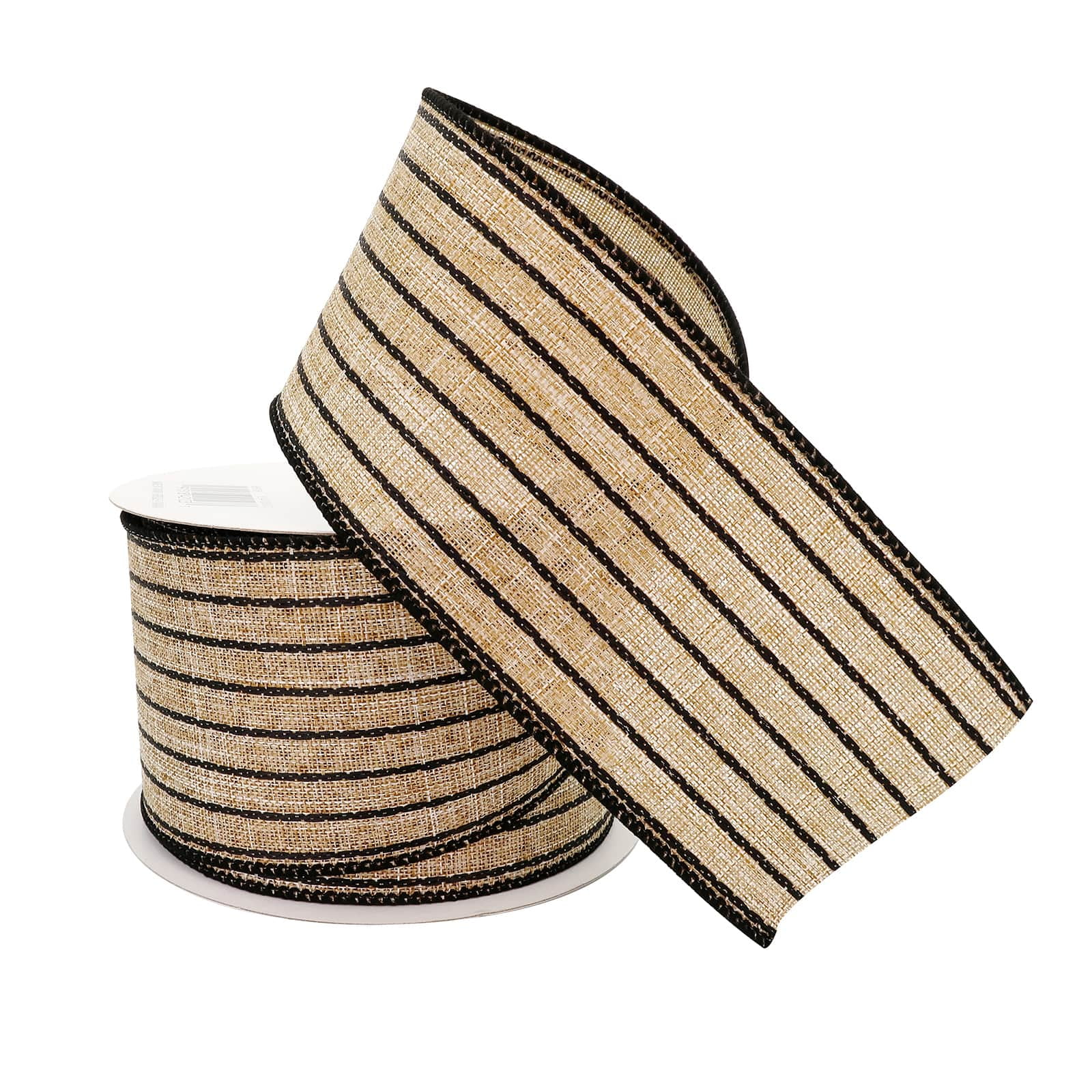 12 Pack: 2.5" x 25ft. Faux Linen Wired Pinstripe Ribbon by Celebrate It