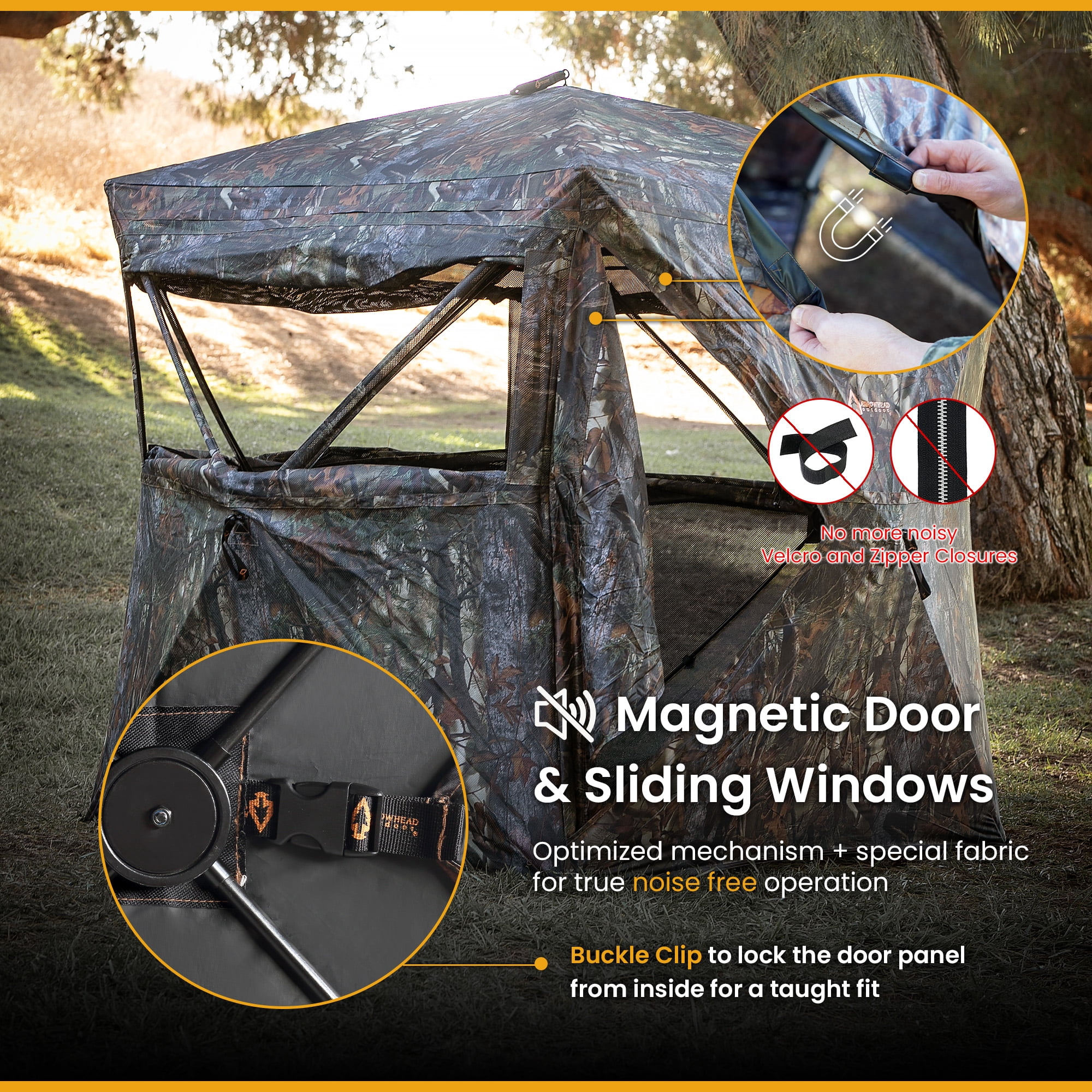 Arrowhead Outdoor 270° Vision 4.8x4.8 Ft Pop-up 2-3 Person See-through Hunting Stealth Deer Blind