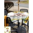 thumbnail image 5 of Outdoor Tablecloth with Umbrella Hole for Patio/Picnic/Party/Camping, Sunflower Pig Waterproof Table Cloth Square Cover Washable, Summer Eucalyptus Yellow Lace (54"x 54"), 5 of 8
