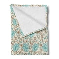 thumbnail image 2 of Victorian Soft Flannel Fleece Throw Blanket, Vintage Pattern with Delicate Flowers on Leafy Branches, Cozy Plush for Indoor and Outdoor Use, 50" x 60", Eggshell Cadet Blue, by Ambesonne, 2 of 5