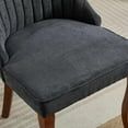 thumbnail image 4 of Dining Chairs Set of 2, Upholstered Chenille Accent Chairs with Solid Wood Legs and High Back, Mid Century Modern Chairs for Kitchen, Living Room, Black, 4 of 7