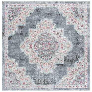 SAFAVIEH Phoenix Jepson Medallion Area Rug, Grey/Ivory, 6'7" x 6'7" Square