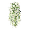 thumbnail image 2 of Artificial Hanging Morning Glory Flowers, 27.5 Inch Outdoor Hanging Vines, Realistic Faux Hanging Morning Glory Vines, UV Resistant Flower Vines for Outdoor Home Wedding Garden Yard (White), 2 of 9