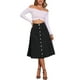 thumbnail image 2 of Faldas midi fluidas de cintura alta elásticas con botones en la parte delantera y bolsillos para mujeres Grace & Grandeur M Negro, 2 of 6