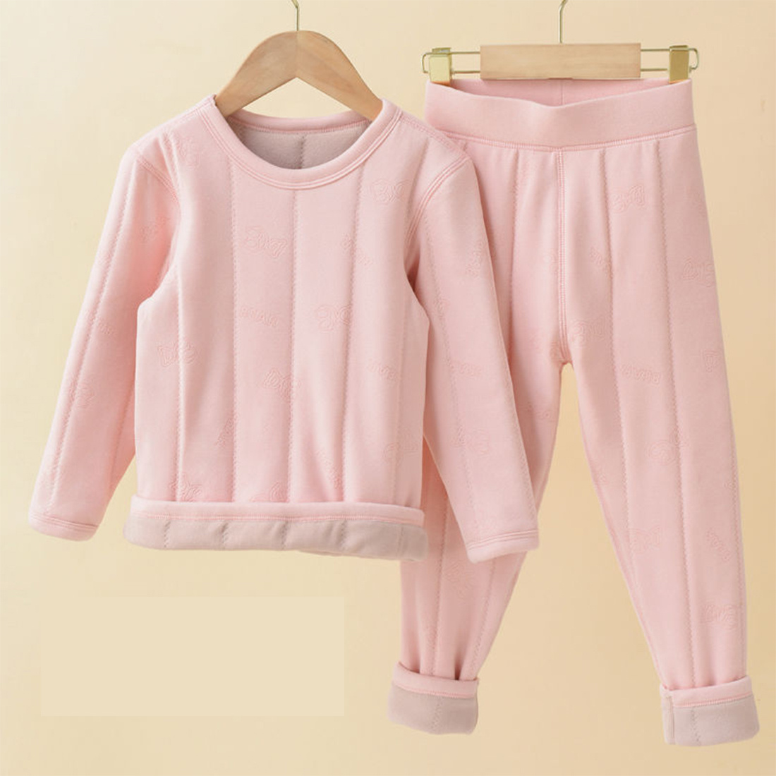 213 Yrs Kids Girls 2piece Pajama Set(cotton Fleece Top & Bottom) Warm Long Sleeve Sleepwear PJ