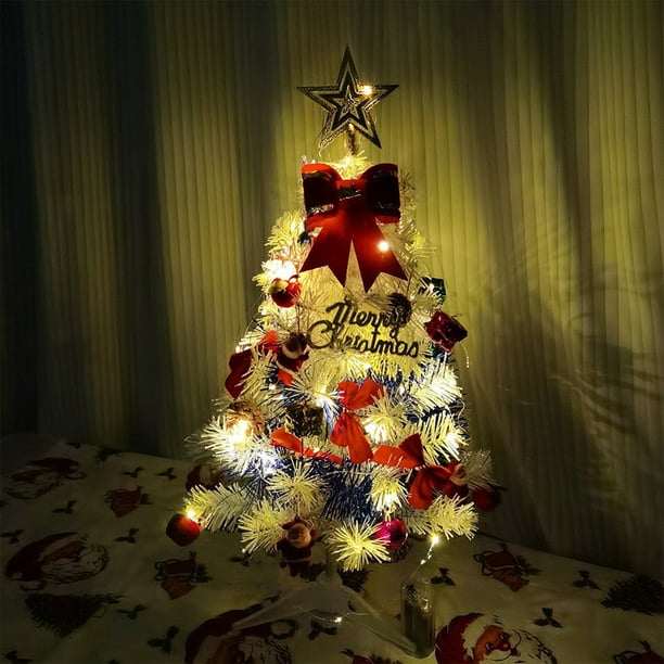 Christmas Decoration Gifts Mini Desktop Christmas Tree With Decoration Set Battery Operated Small Christmas Trees For Party Decorations With Warm Lights