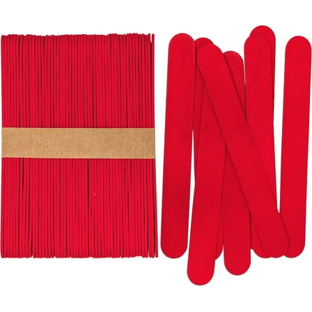 CraftySticks- 100 Pack 6 Inch Red Painted Wood Craft Sticks, Jumbo Popsicle Sticks for Crafts, Learning and STEM Basics
