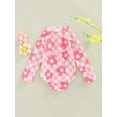 thumbnail image 4 of Genuiskids Infant Baby Girls Toddler Floral Print Long Sleeve Rush Guard Bikini Swimwear, Pink, 4 of 9