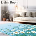 thumbnail image 2 of ODIKA 3'x5' Machine Washable Non-Slip Area Rug, Enchanted Garden Botanical Wildflower Meadow Dreamy Pastoral High Traffic Rug with Pad, Blue, 599736, 2 of 8