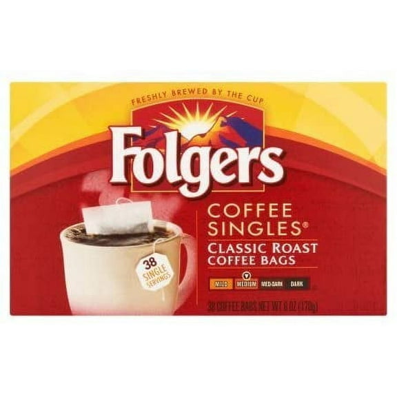Folgers Coffee Singles Classic Roast Coffee Bags, 30 count, 6 oz