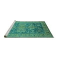 thumbnail image 2 of Ahgly Company Machine Washable Indoor Rectangle Oriental Turquoise Blue Industrial Area Rugs, 5' x 7', 2 of 4
