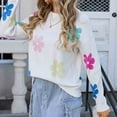 thumbnail image 5 of Teens Girls Cute Sweaters for Women Trendy Long Sleeve Shirts Loose Fit Tunic Tops 2025 White XL, 5 of 7
