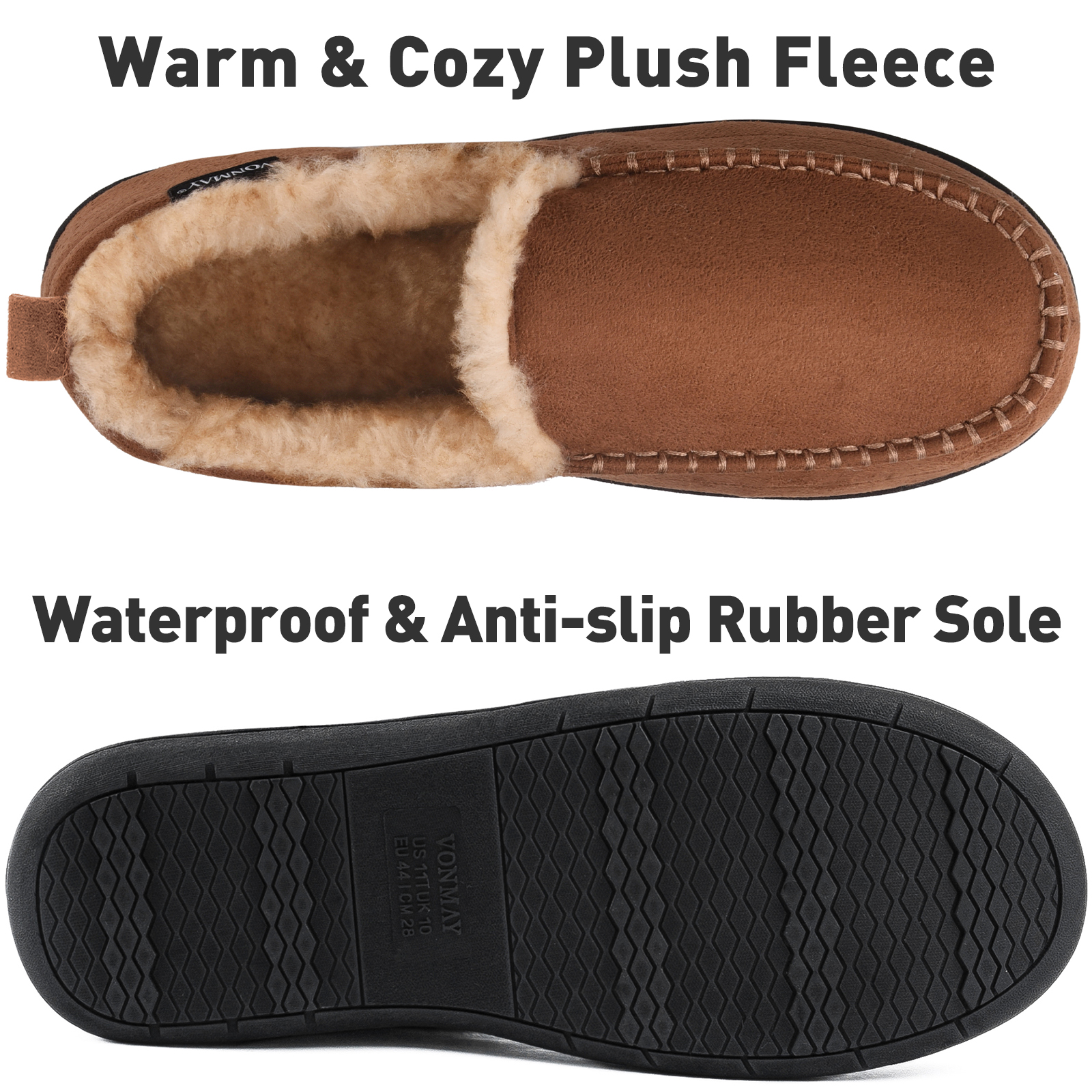 Vonmay Men's Moccasin Slippers Fuzzy Indoor Outdoor photo 2