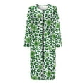 thumbnail image 5 of FOR U DESIGNS Shamrock Leopard Green Print House Dresses for Women, Breathable Long Sleeve Night Shirts Soft House Dress with Pockets, Duster Lounger Robe with Zipper, M, 5 of 8