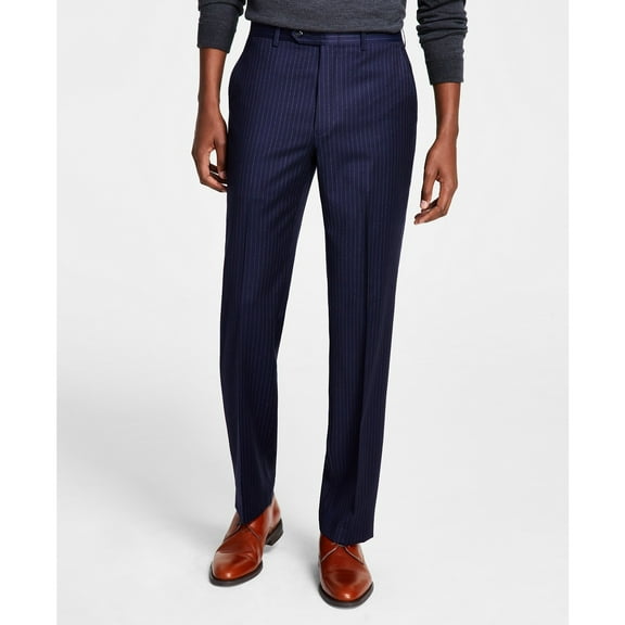 Michael Kors Men's Plaid Classic-Fit Wool-Blend Stretch Pants Navy B4HP $190 (Regular,40,32 in)