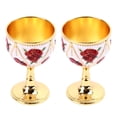thumbnail image 1 of 2 copas de vino de metal vintage con relieve de metal, exquisitas copas decorativas para café, té, flores blancas y rojas doradas., 1 of 14
