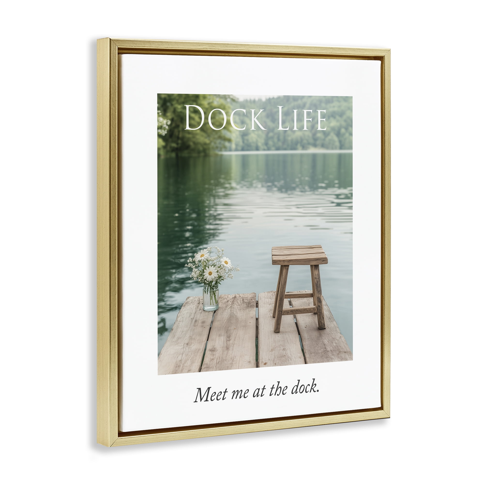 Stupell Industries Dock Life Calming Scenery Gold Framed Floater Canvas Wall Art, design by A Barefoot Stylist