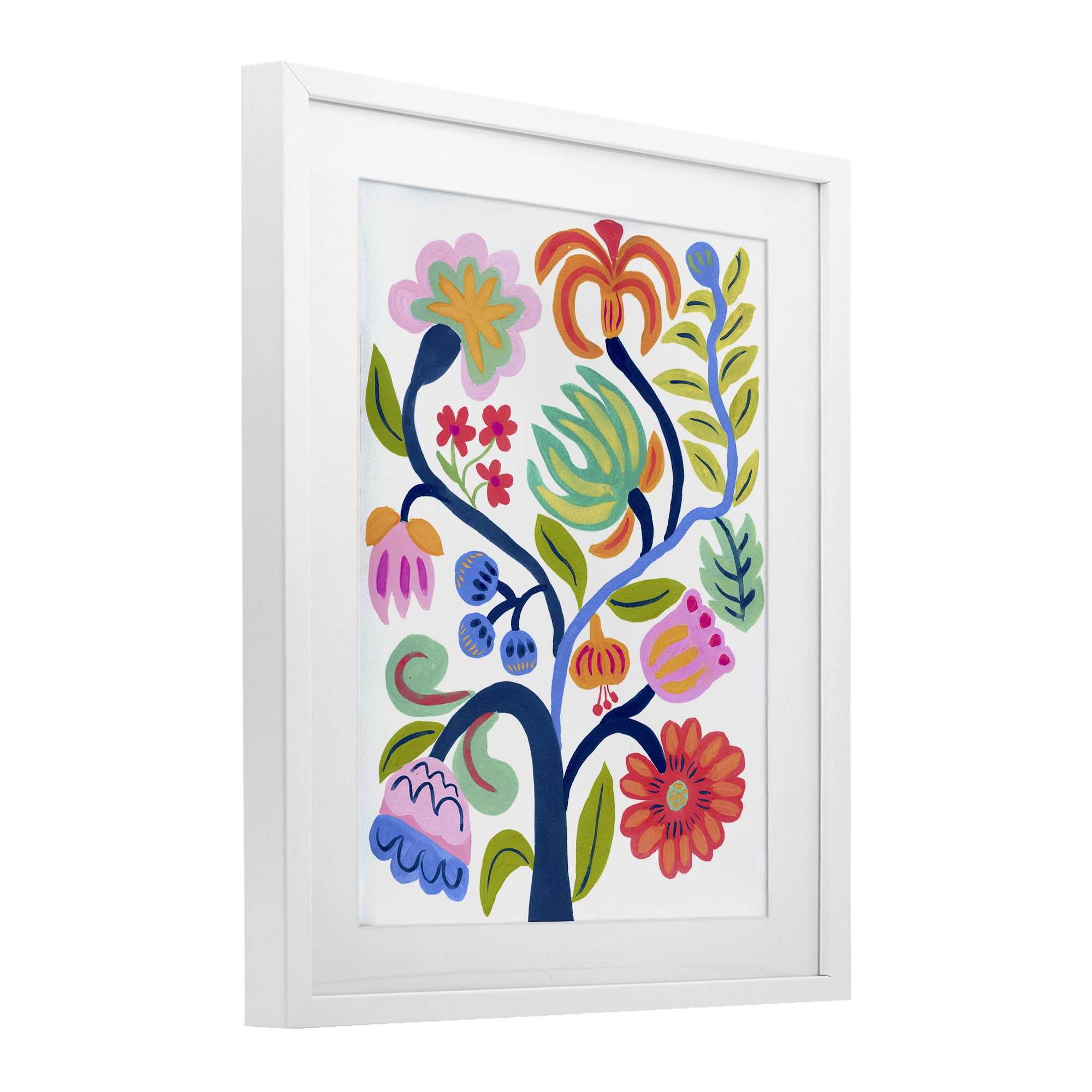 Stupell Industries Boho Blue Tree White Framed Print Under Glass, design by Suzanne Allard