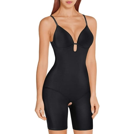 

Eleady Women Shapewear Bodysuit Tummy Control Body Shaper Spaghetti Strap Bra Top Bodycon Romper Butt lifter Short Jumpsuit(Black Small)