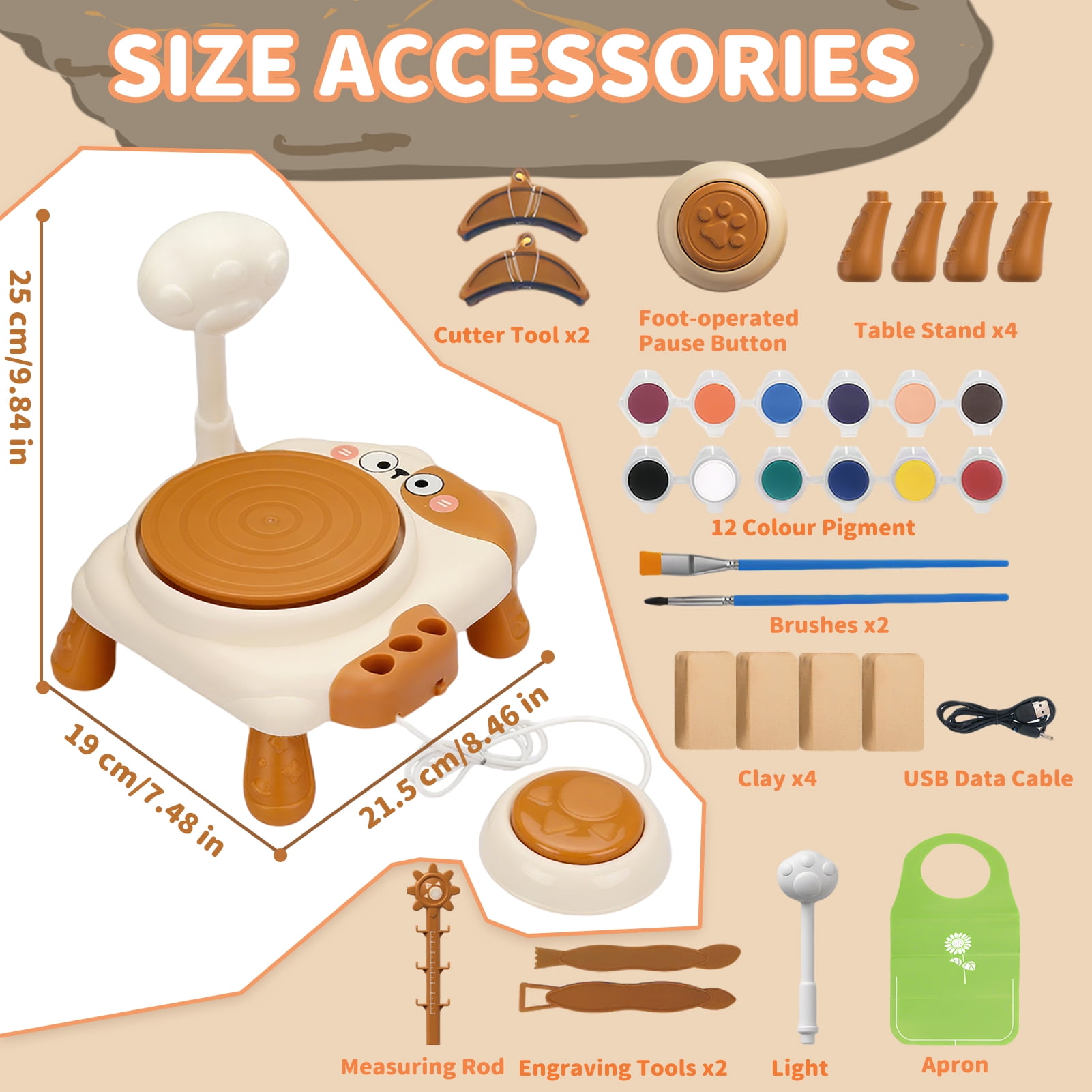 Sunforu Pottery Wheel for Kids, Art and Crafts for Beginner, STEM Painting and Clay Kits Gift for Girl Boy, Birthday Toy