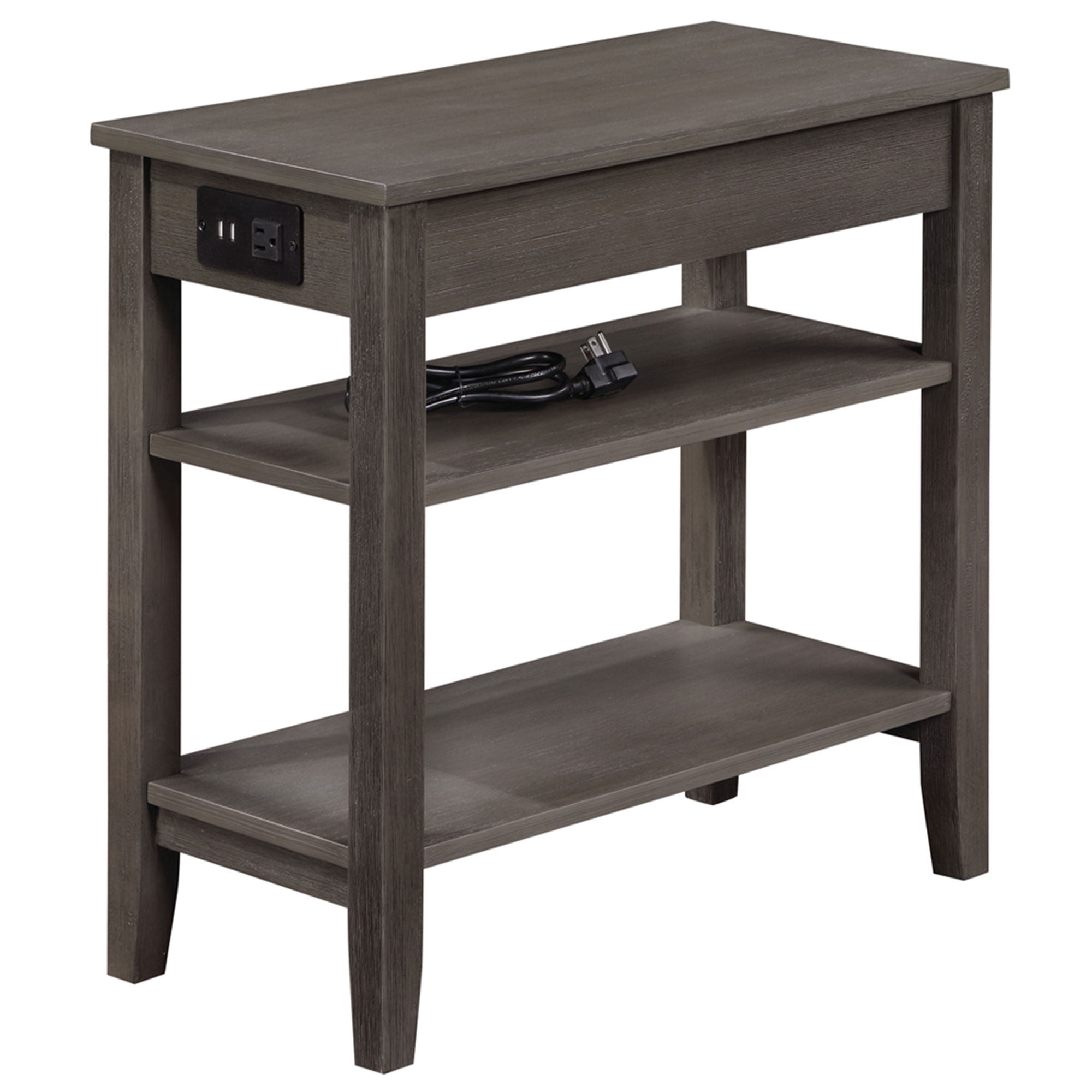 Convenience Concepts American Heritage End Table w/ Charging Station, Gray