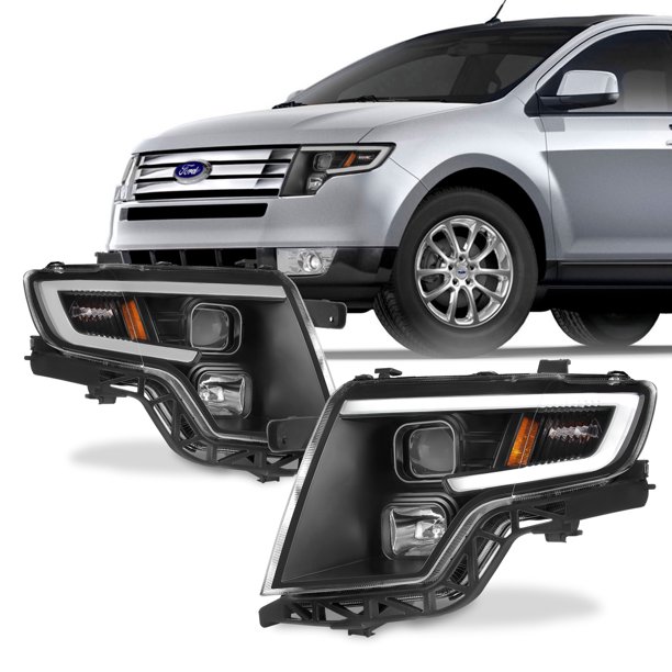 For Ford Edge 20072010 LED Light Bar DRL Projector Headlights Black