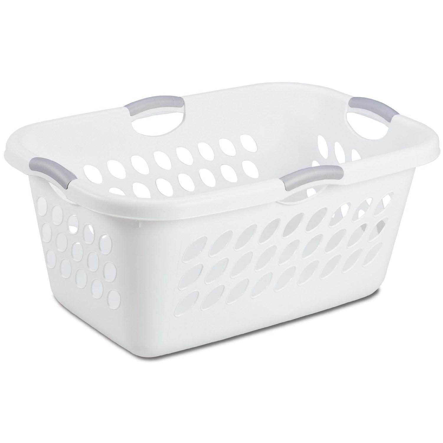 Sterilite 12168006 Ultra Laundry Basket White w/Titanium Handles 2 Bushel 