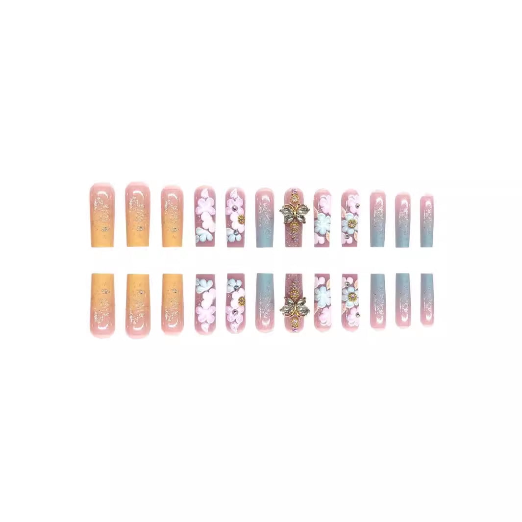 Cross-border fashion powder French foot nail art classic versatile sweet love removable wearable nail fake nail nail piece