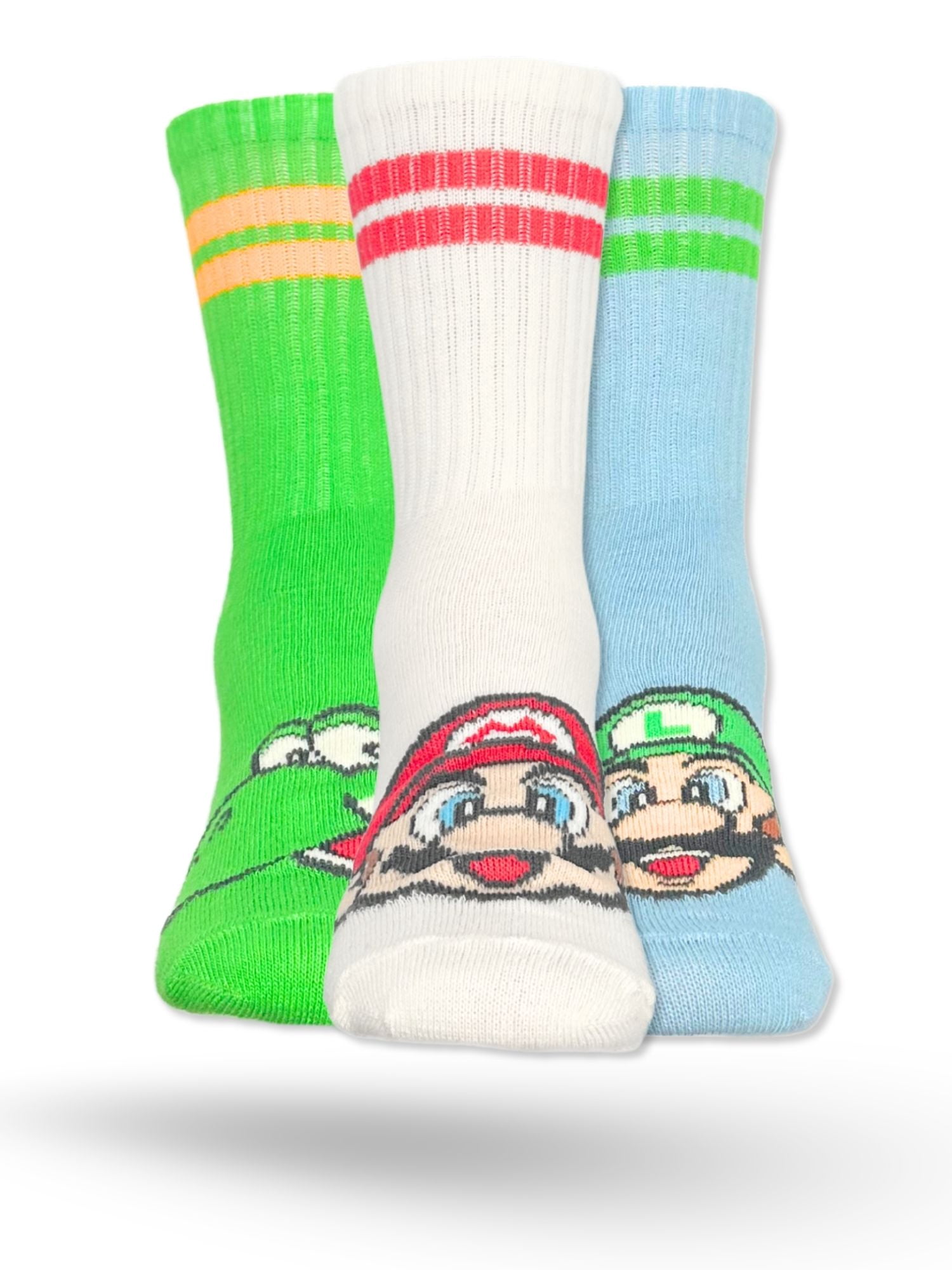 Super Mario Boys Mid-Crew Socks, 3-Pack Sizes S/M-M/L