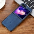 thumbnail image 1 of Frusde Compatible with Samsung Galaxy Z Flip 5 Leather Case Embossed Slim Shockproof Business Case-Blue, 1 of 5