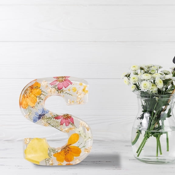 Herrnalise Floral 26 Letters Night Light,Handmade Pressed Floral Resin Night Light with LED Light for Family & Friend,Personalized Creative Letter Lamp Can Be Freely Combined into Vocabulary,Letter S