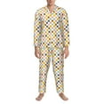 thumbnail image 3 of Naloa Colorful Checkered 1 Men’s Pajamas Set - Long Sleeve Button Down Sleep Shirt and Pajama Bottoms Sleepwear Set-Large, 3 of 7