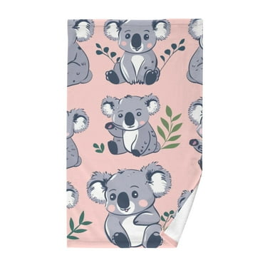 Bath Towels Cotton Face Towel Soft Absorbent Quick Dry for Bathroom 16"x28" Koala and Leaves