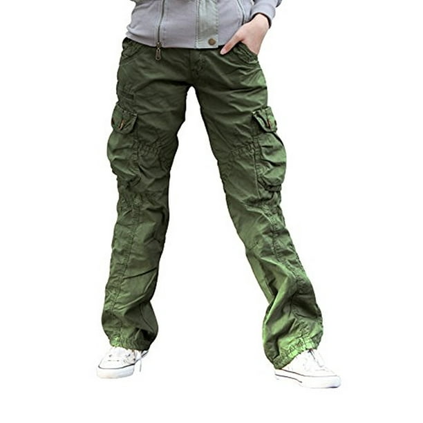 Skylinewears - Women's Casual Cargo Pants Solid Cotton Military Army ...
